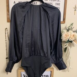 Dress Forum Black Satin Bodysuit